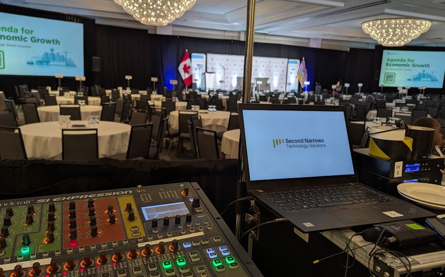 Professional audio equipment ready for a live event